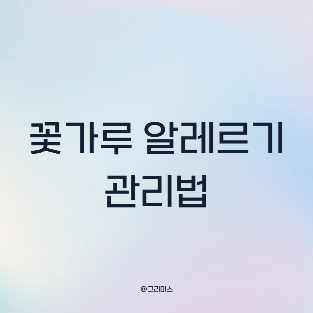 꽃가루 알레르기 관리법