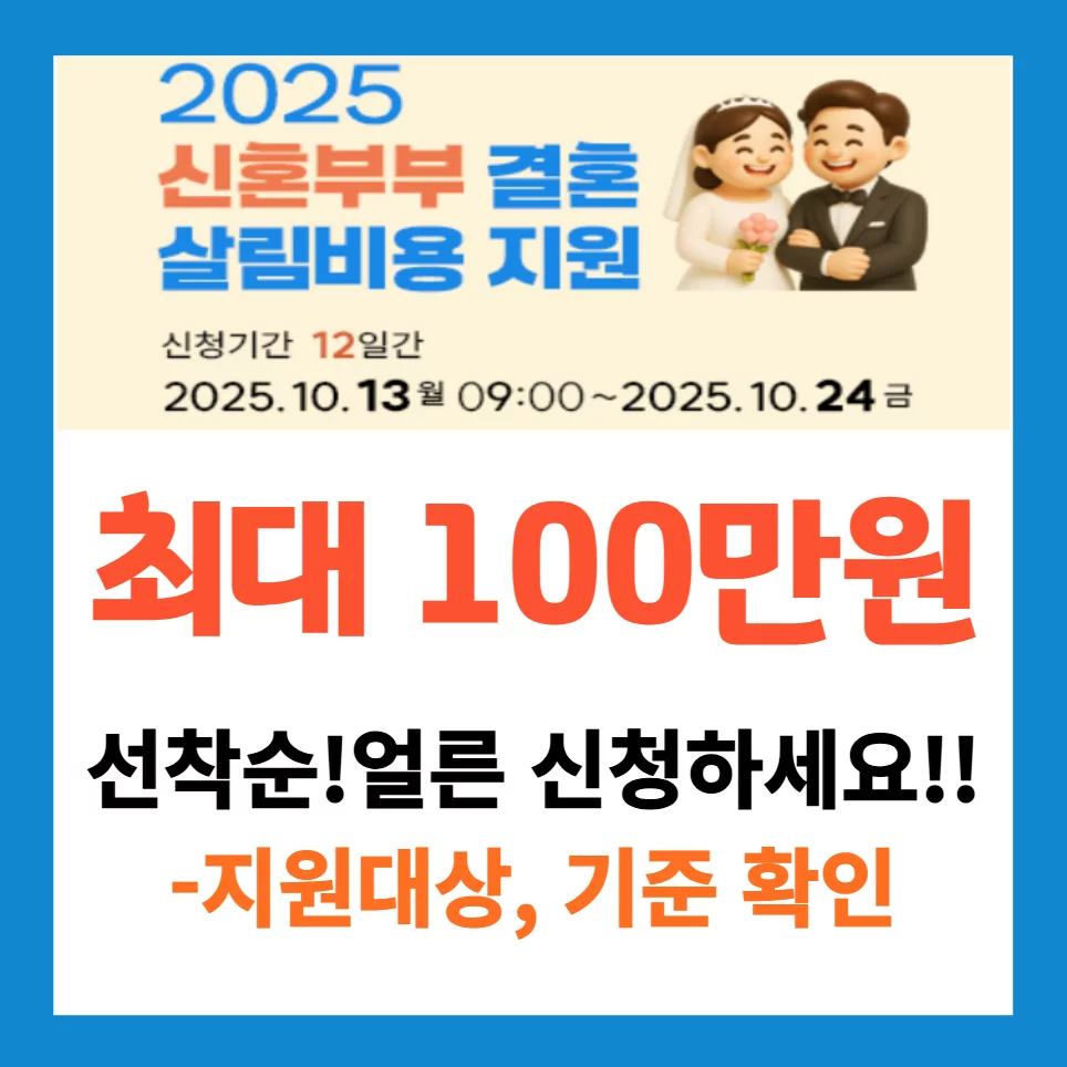 신혼부부 최대100만원지원,조건,방법