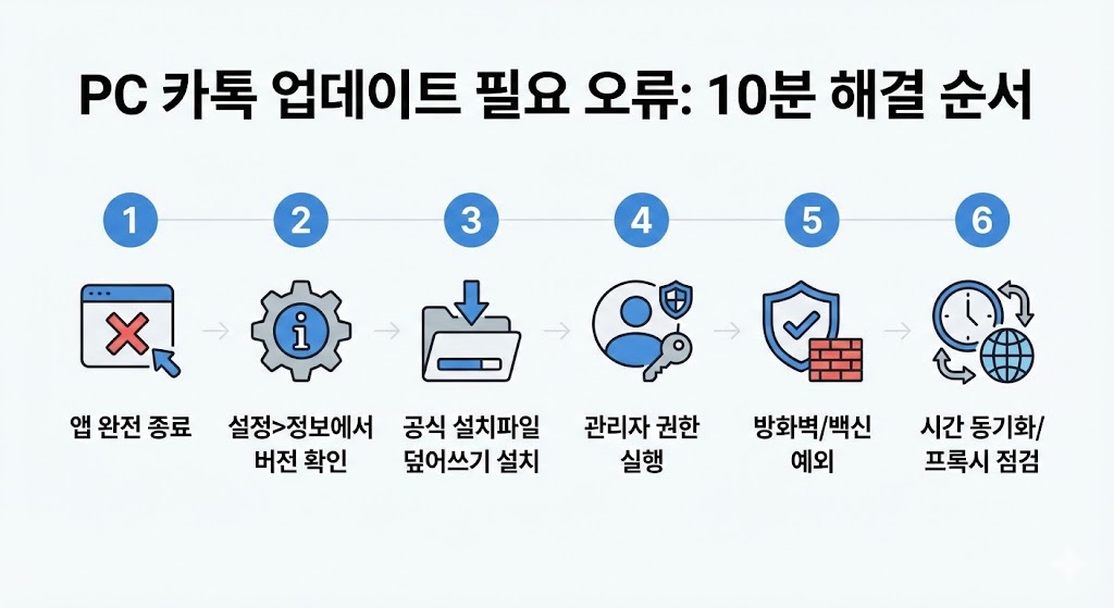 PC 카카오톡 ‘최신버전으로 업데이트가 필요합니다’ 10분 해결 루틴