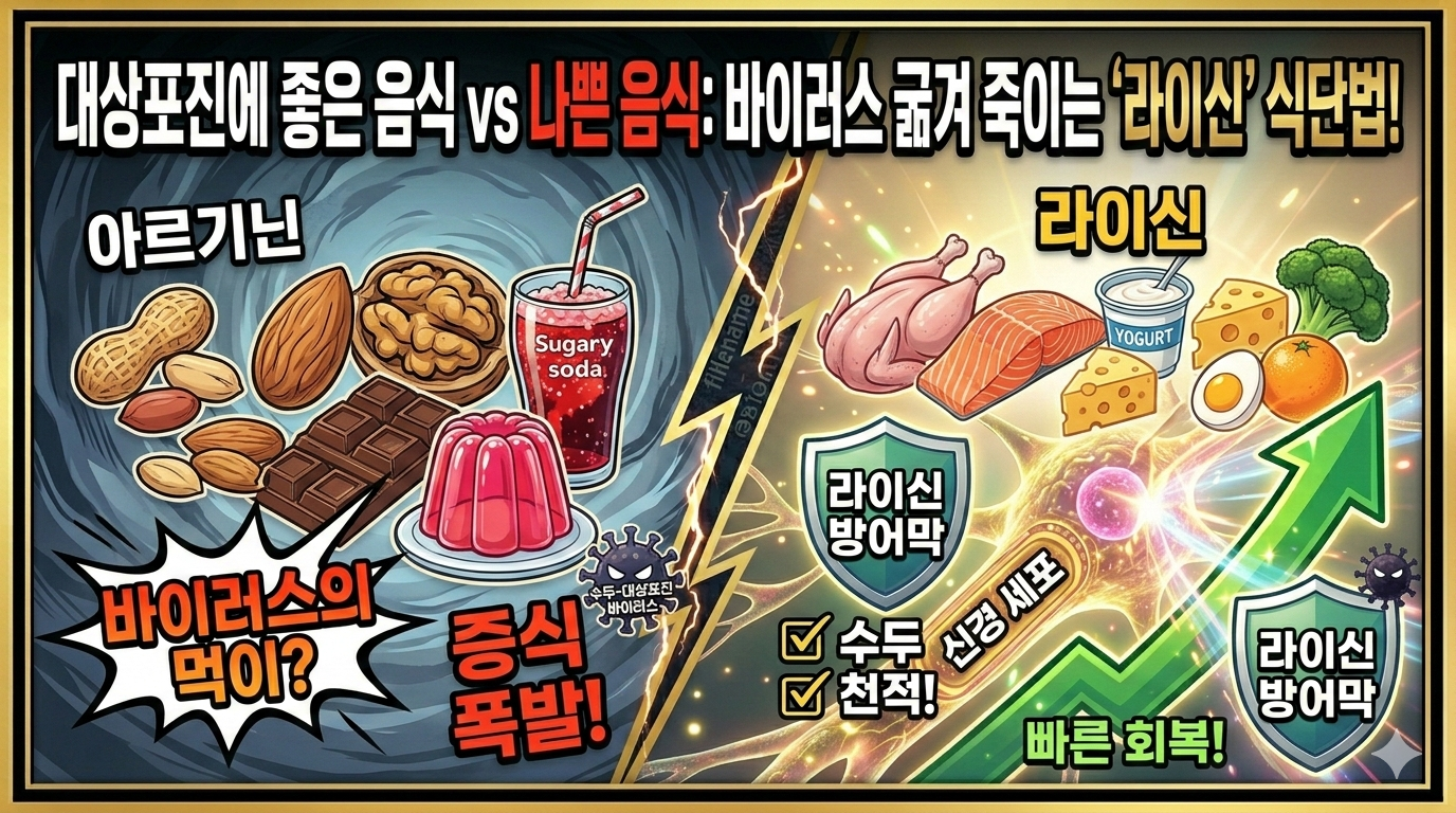 대상포진에 좋은 음식 vs 나쁜 음식: 바이러스 굶겨 죽이는 '라이신' 식단법