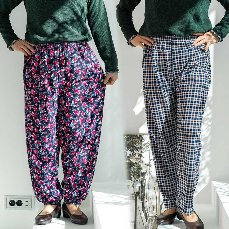 몸빼바지 여름 냉장고바지 플리츠 고무줄 체크 꽃무늬 할머니 일 엄마 여성 바지