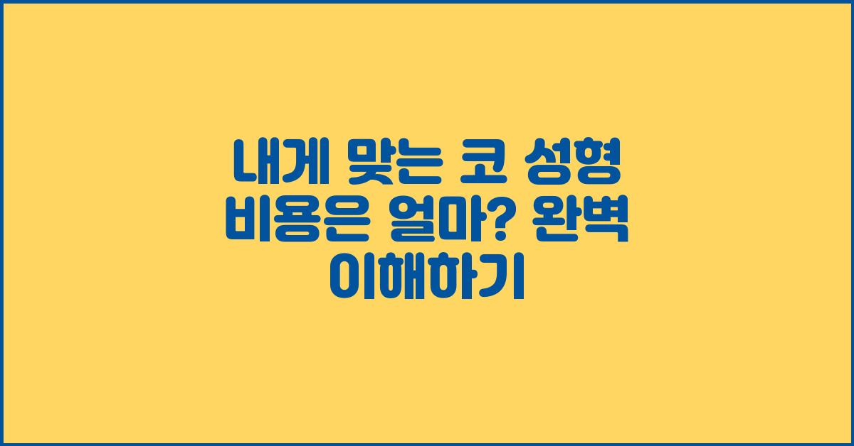 내게 맞는 코 성형 비용은 얼마?