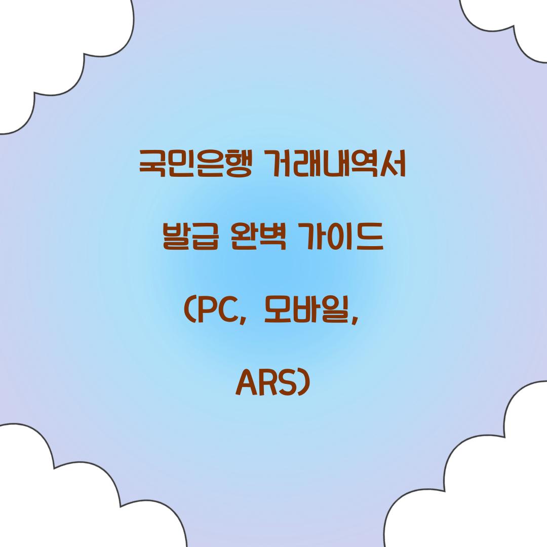 국민은행 거래내역서 발급