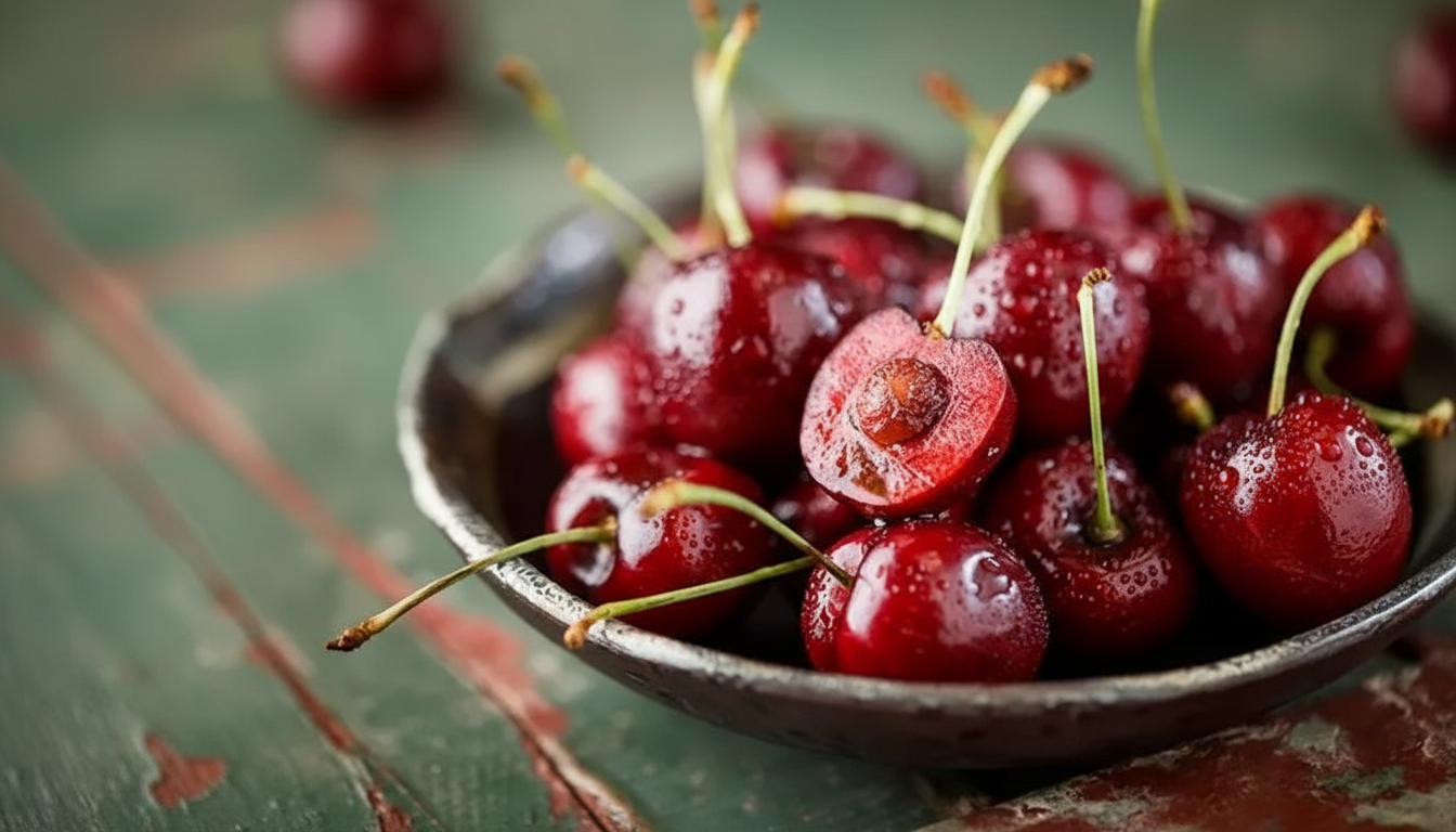 신선한-체리-접시