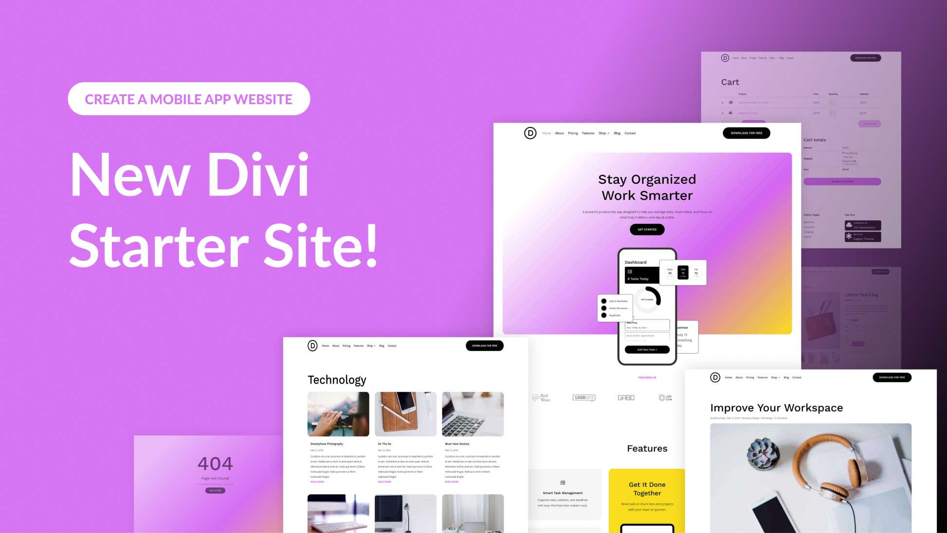 워드프레스 Divi 테마용 모바일 앱 (Mobile App) 스타터 사이트 무료 다운로드