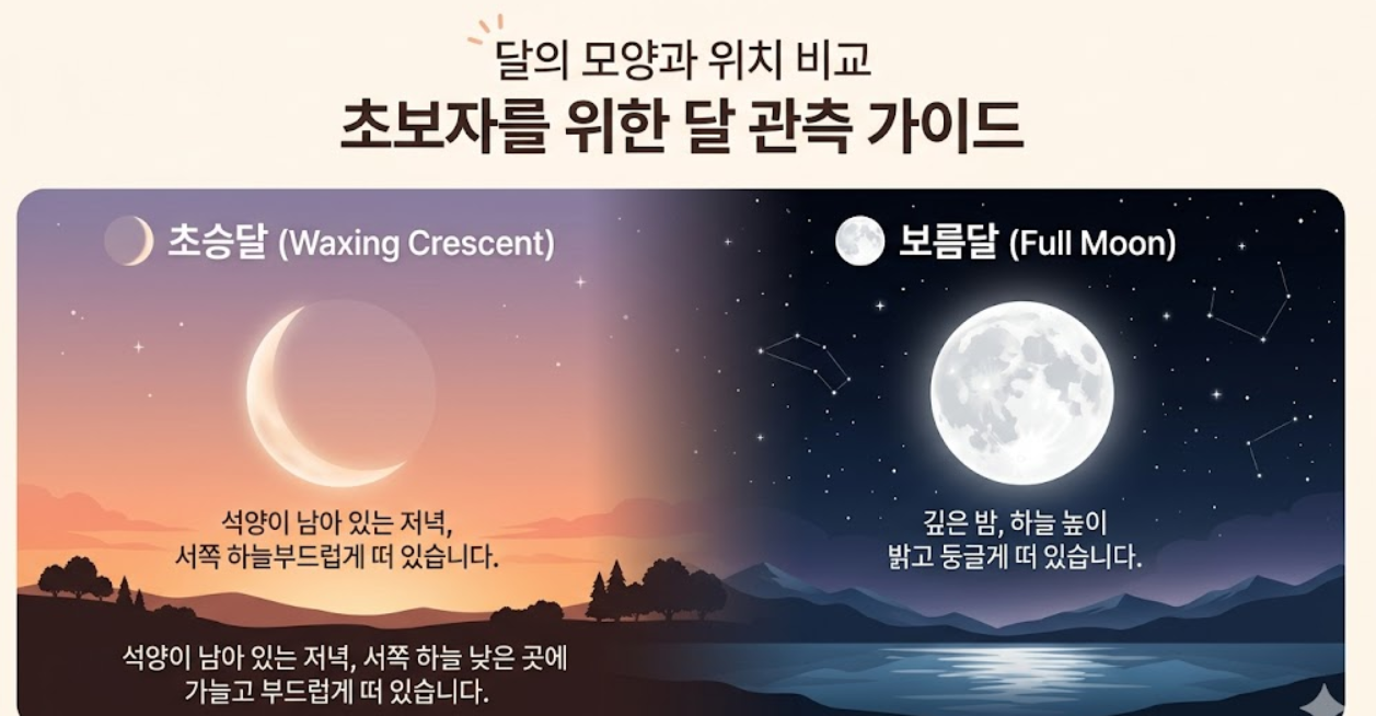 보름달과 초승달은 어떻게 다른가? 달 관측 입문자를 위한 정리
