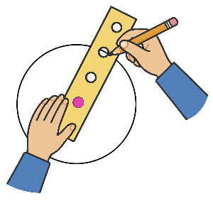 누름 못과 띠 종이를 이용하여 원 그리기