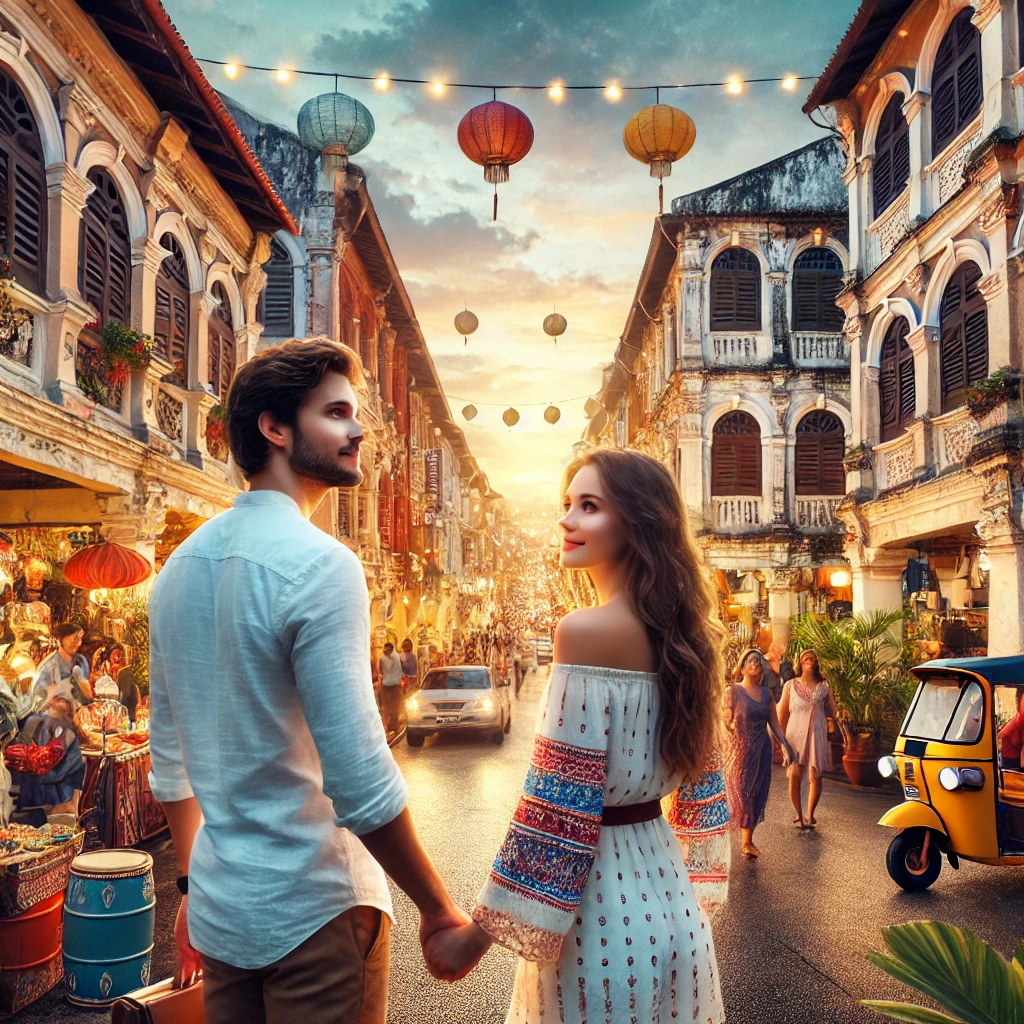 축제를 즐기는 커플