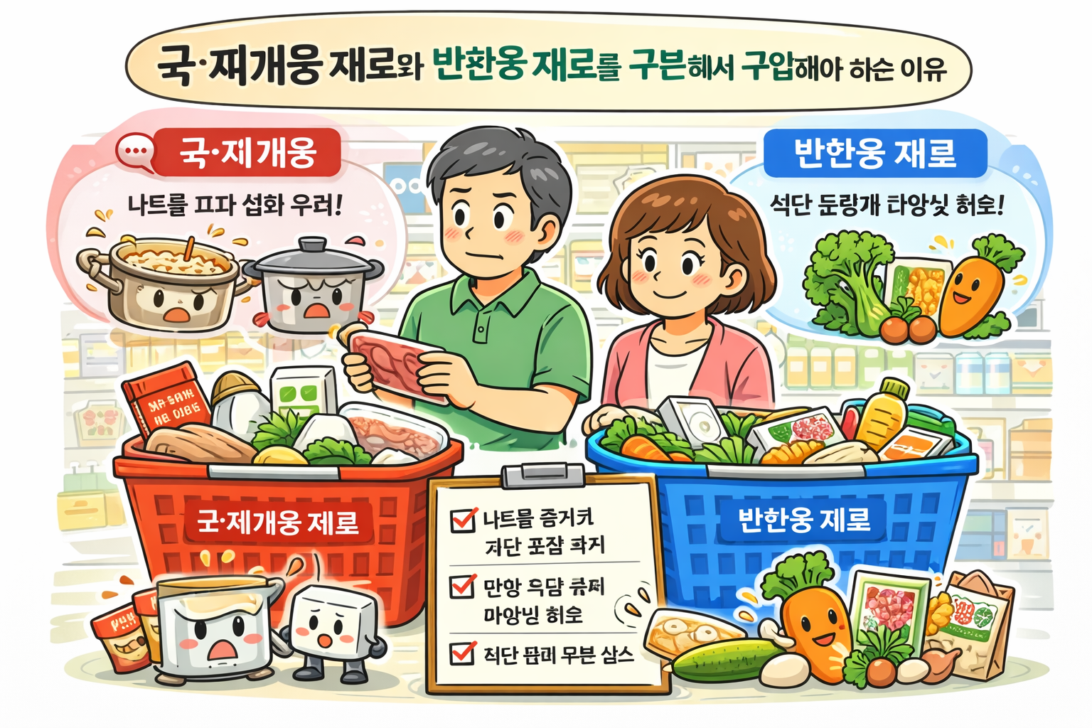 국&middot;찌개용 재료와 반찬용 재료를 구분해서 구입해야 하는 이유