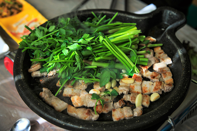 원동미나리와 삼겹살