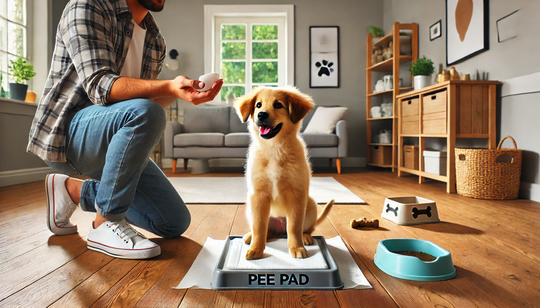 배변 훈련하는 반려견 그림