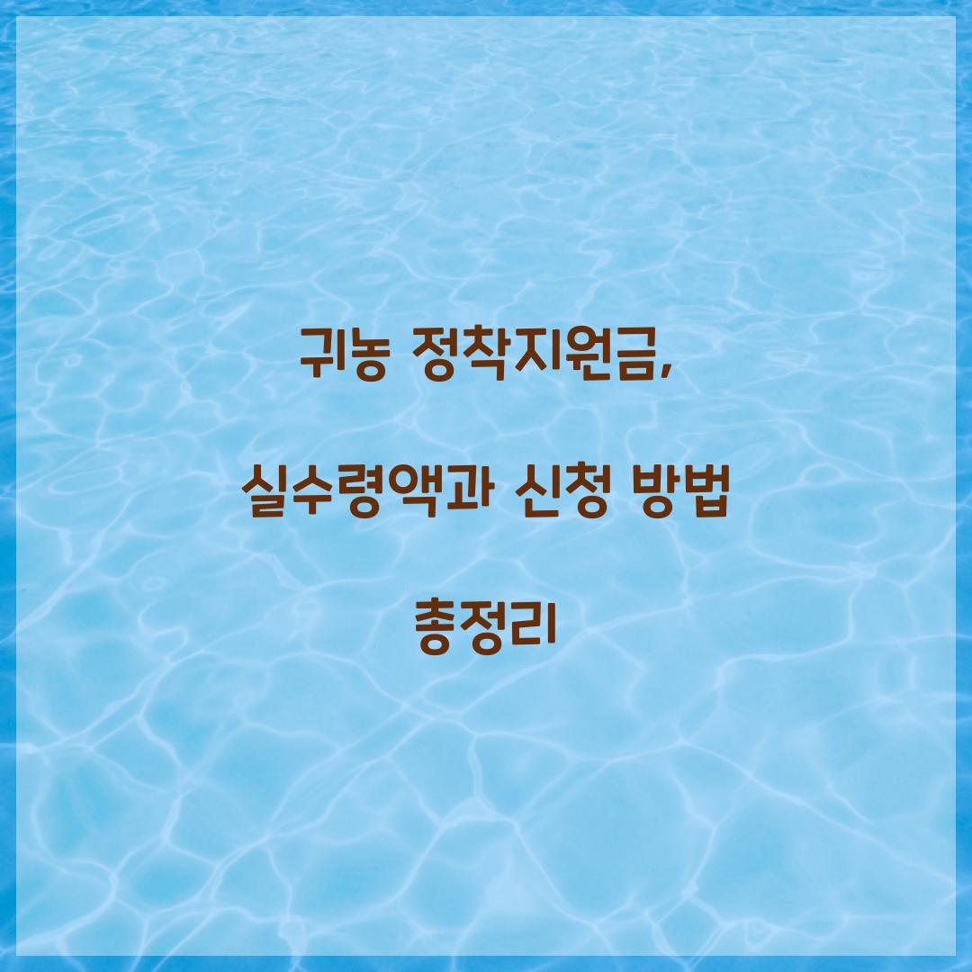 귀농 정착지원금