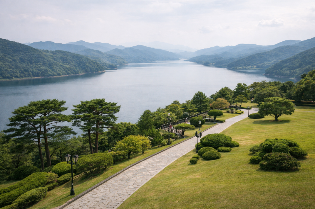 청주 청남대의 산책로와 정원, 대청호