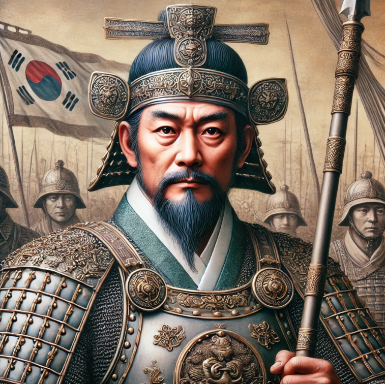 창을 들고 있는 장군과 병사들