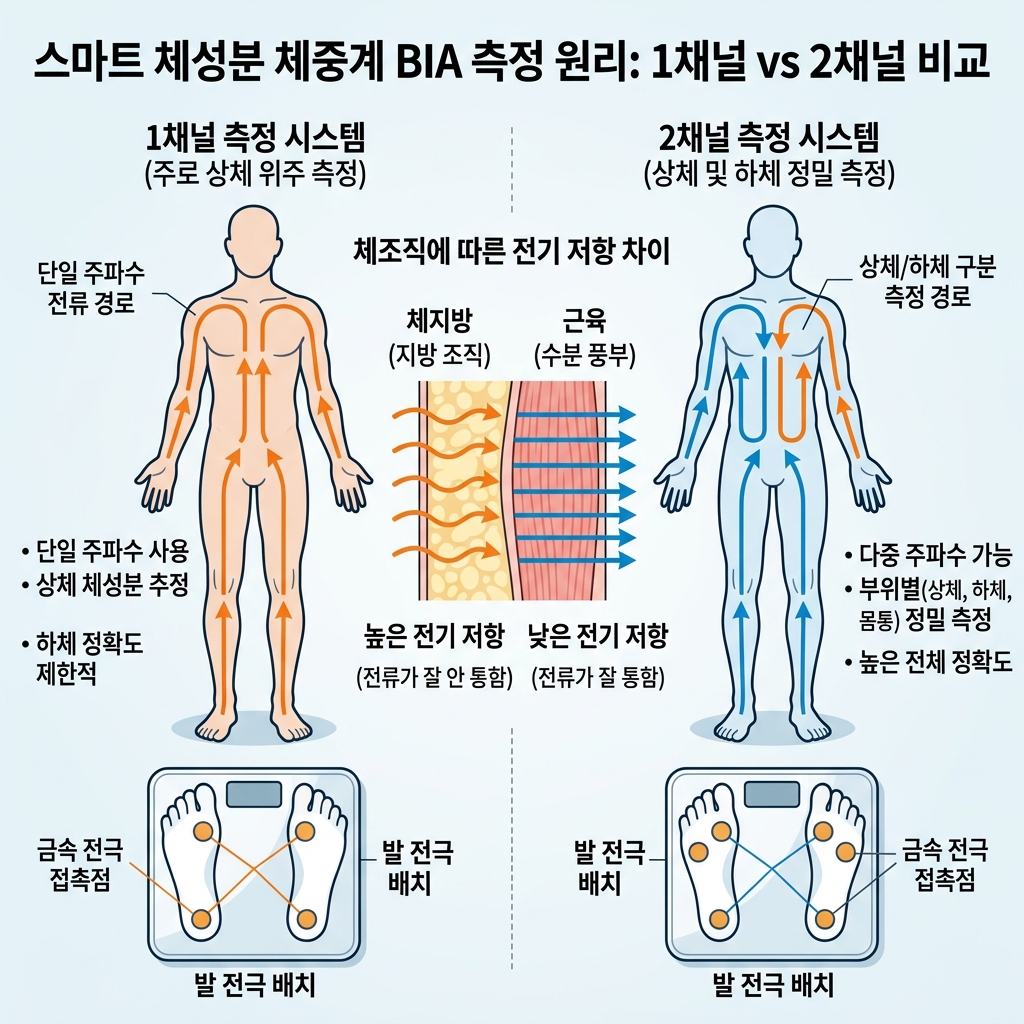 스마트 체중계 고르는법 BIA 채널 차이