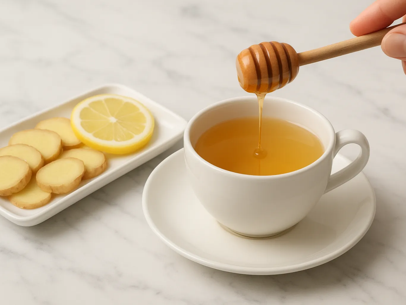 생강차에 꿀 넣기