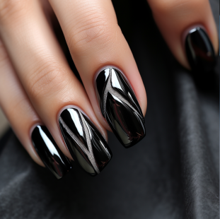 블랙 컬러 네일아트 사진