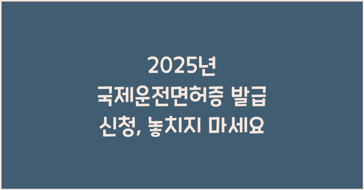 2025년 국제운전면허증 발급 신청