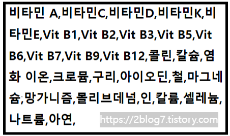 영양소 함유된 식품 알아보기