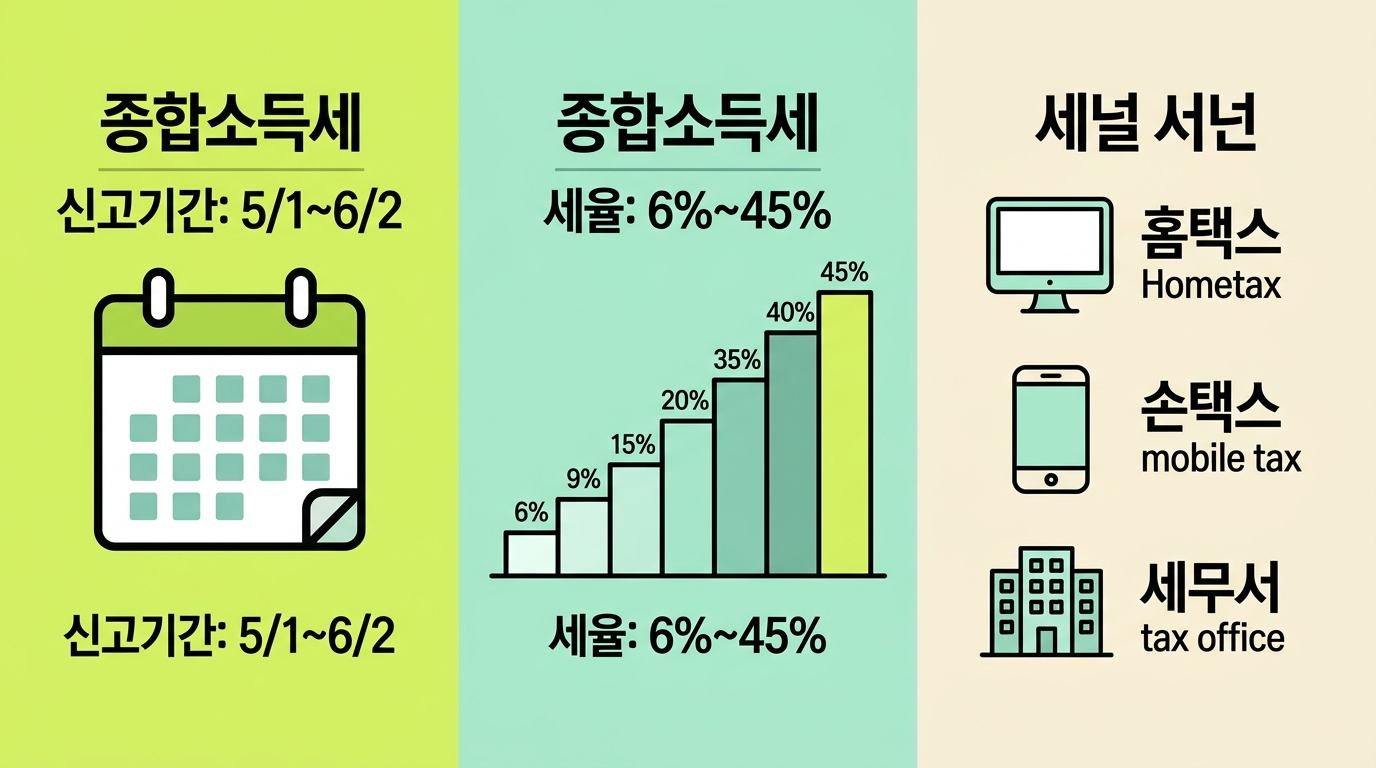 2026 종합소득세 개요 인포그래픽 신고기간 세율 방법