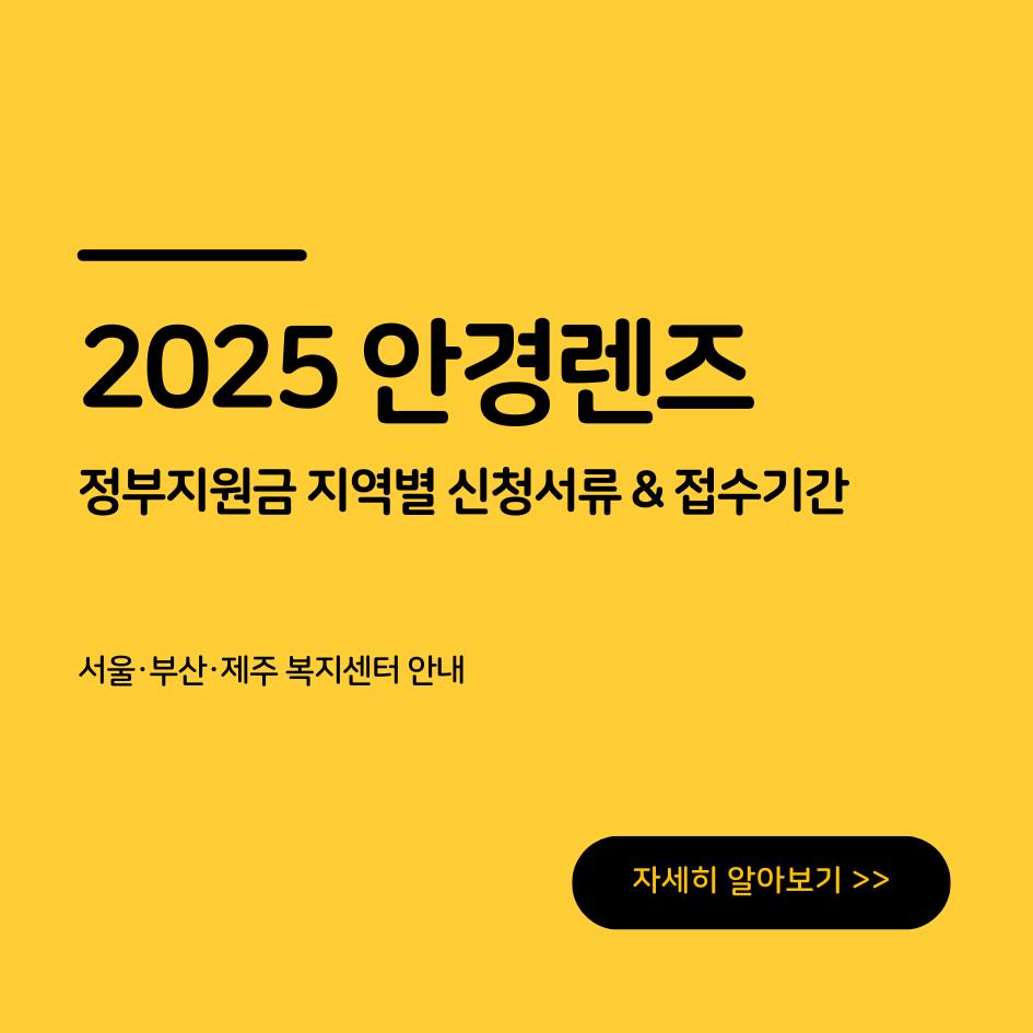 2025년 안경렌즈 정부지원금 신청서류 및 접수기간 안내 인포그래픽
