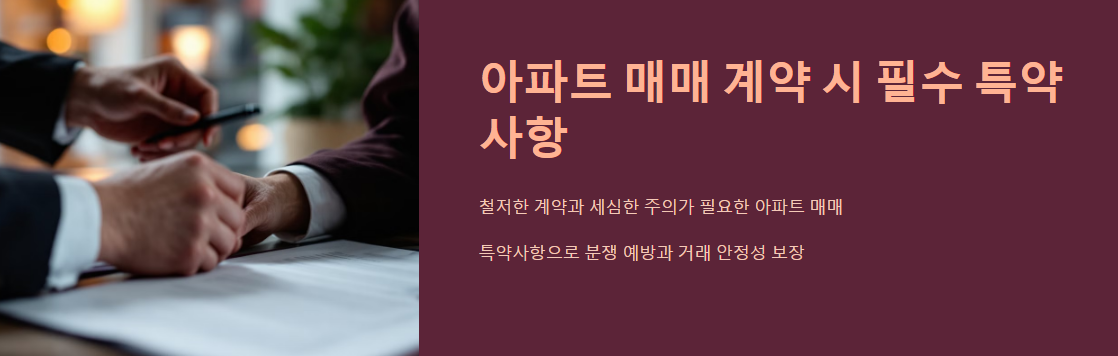 아파트 매매 계약 시 반드시 고려해야 할 특약사항