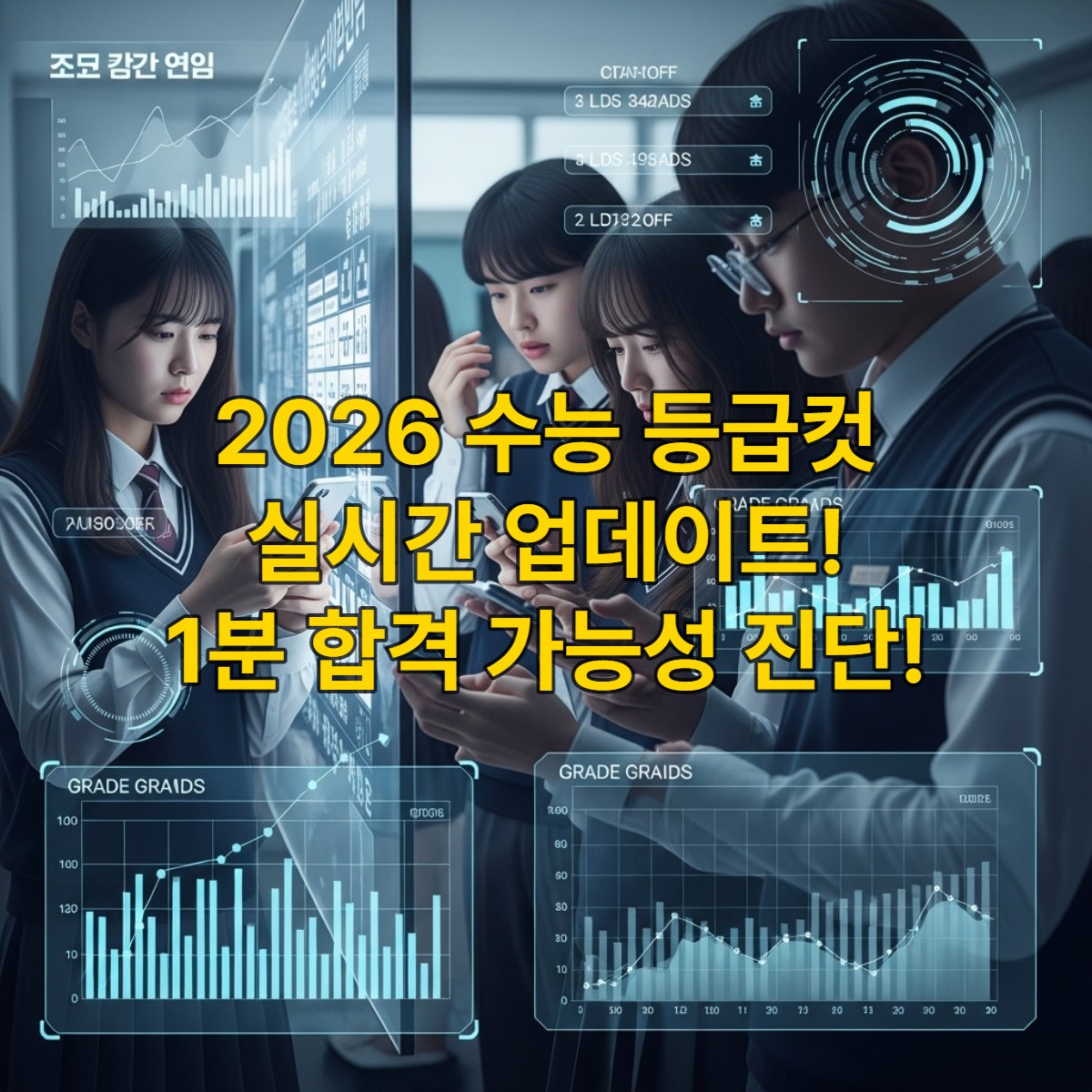 2026 수능 등급컷을 실시간으로 확인하며 합격 여부를 예측하는 학생들의 모습
