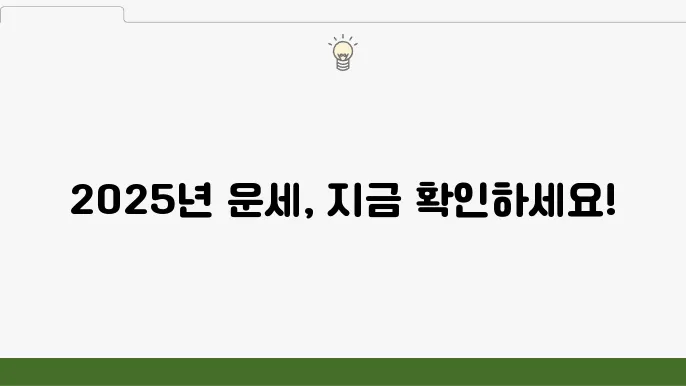 2025 토정비결 조견표