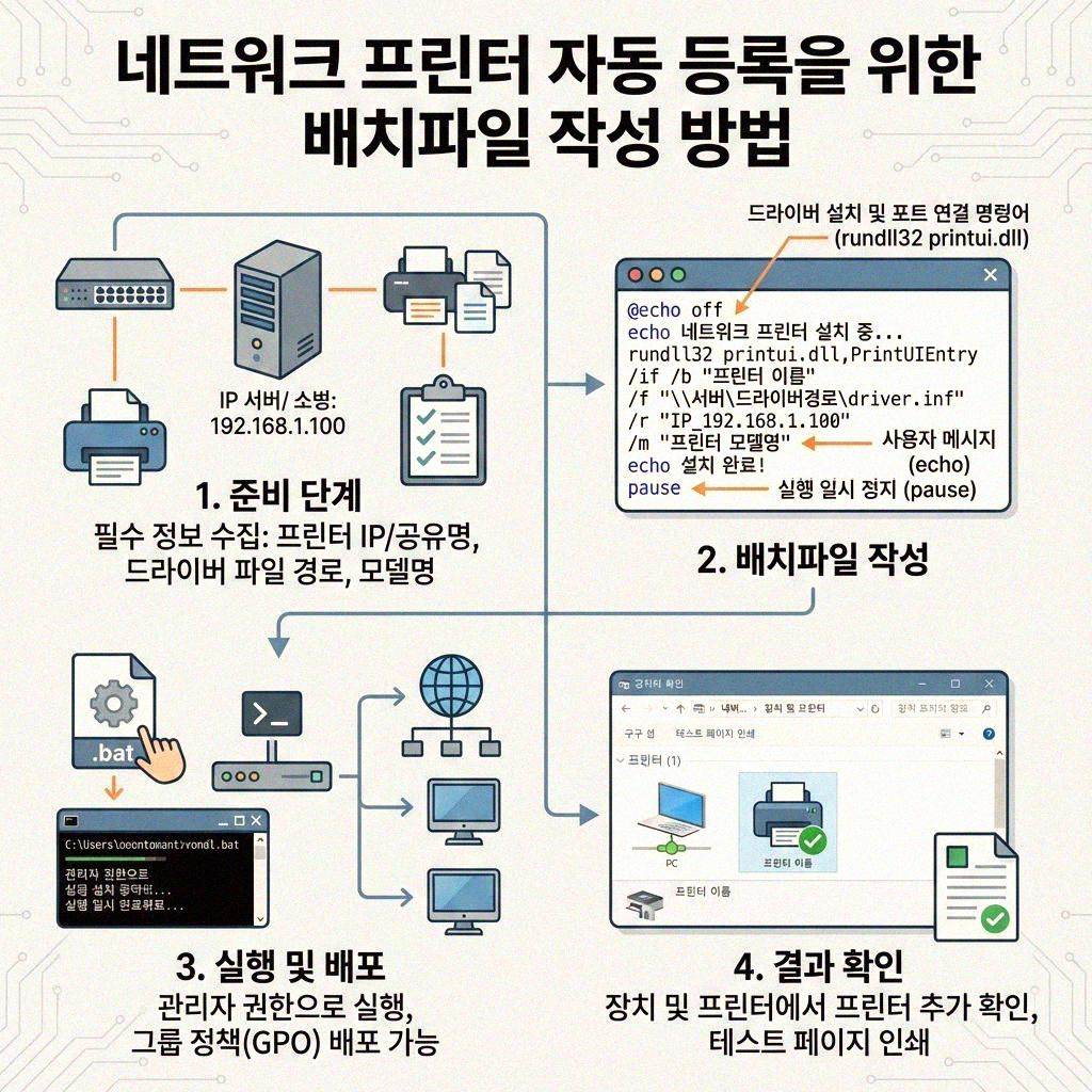 배치파일로 네트워크 프린터 간편하게 자동 등록하는 비결