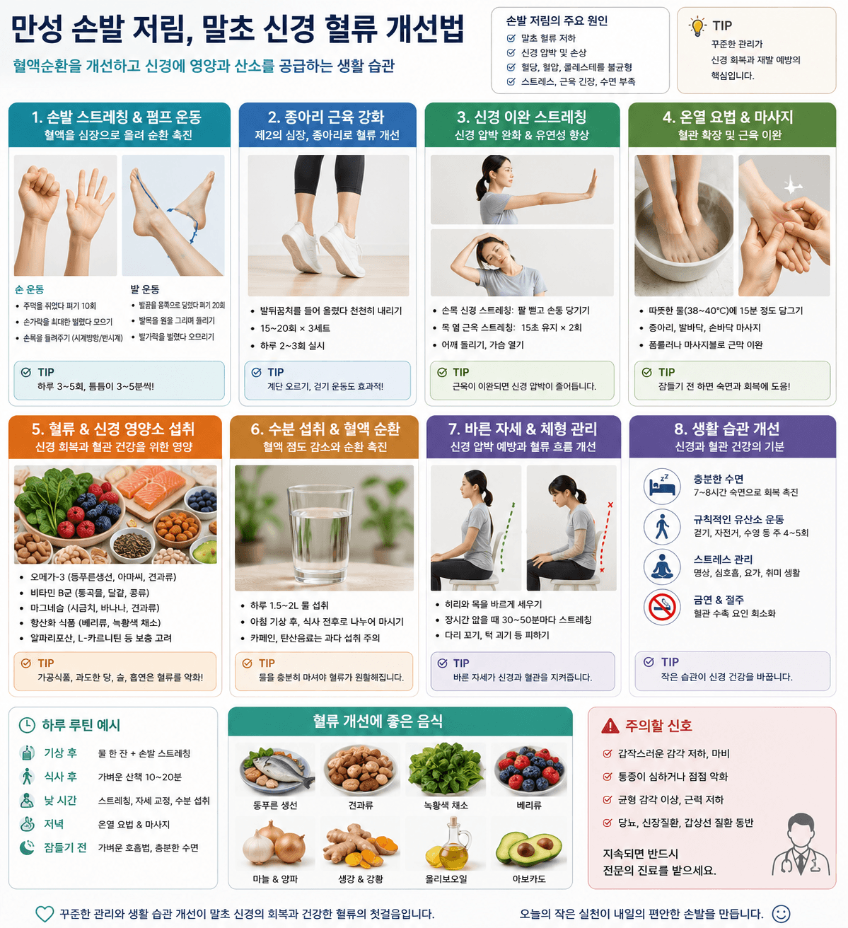 만성 손발 저림 말초 신경 혈류 개선법