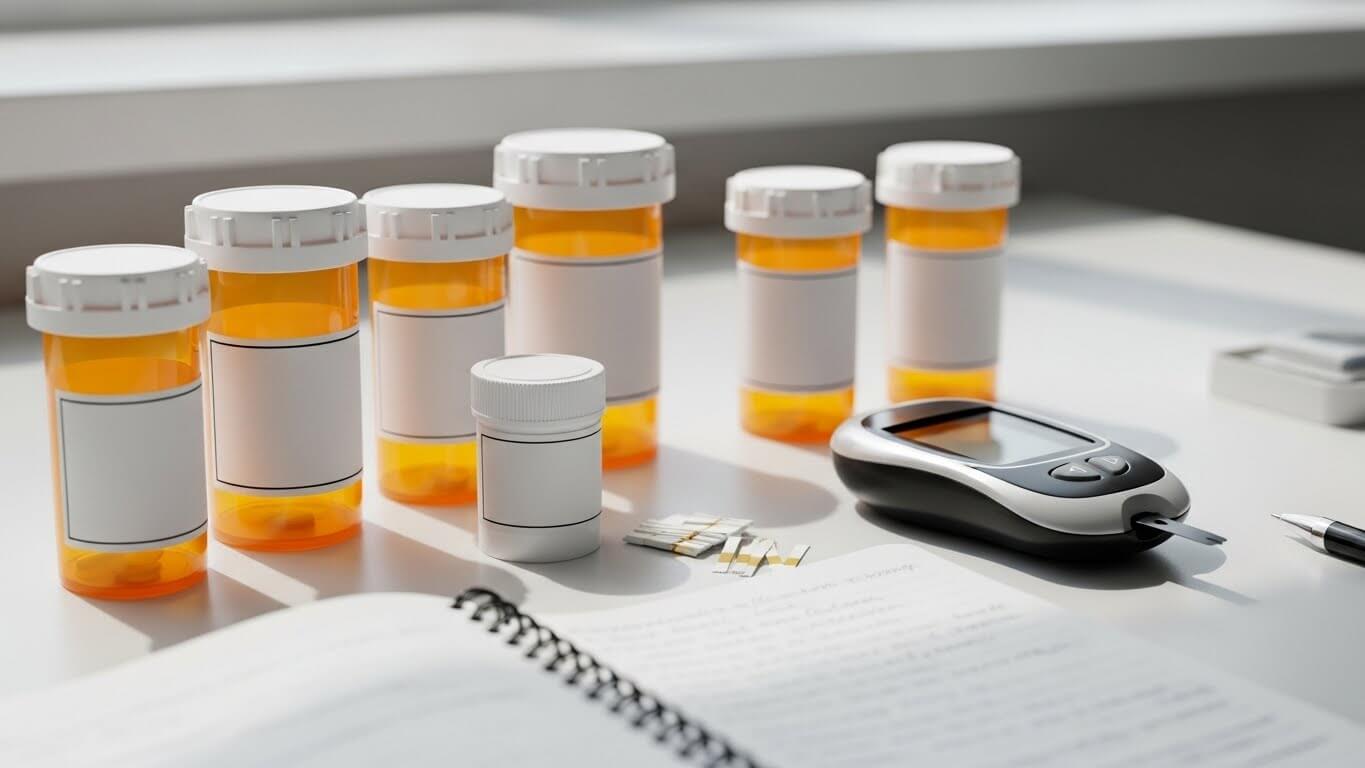 당뇨약 복용 중 신장·간 수치와 B12 등 정기검진을 상징하는 이미지