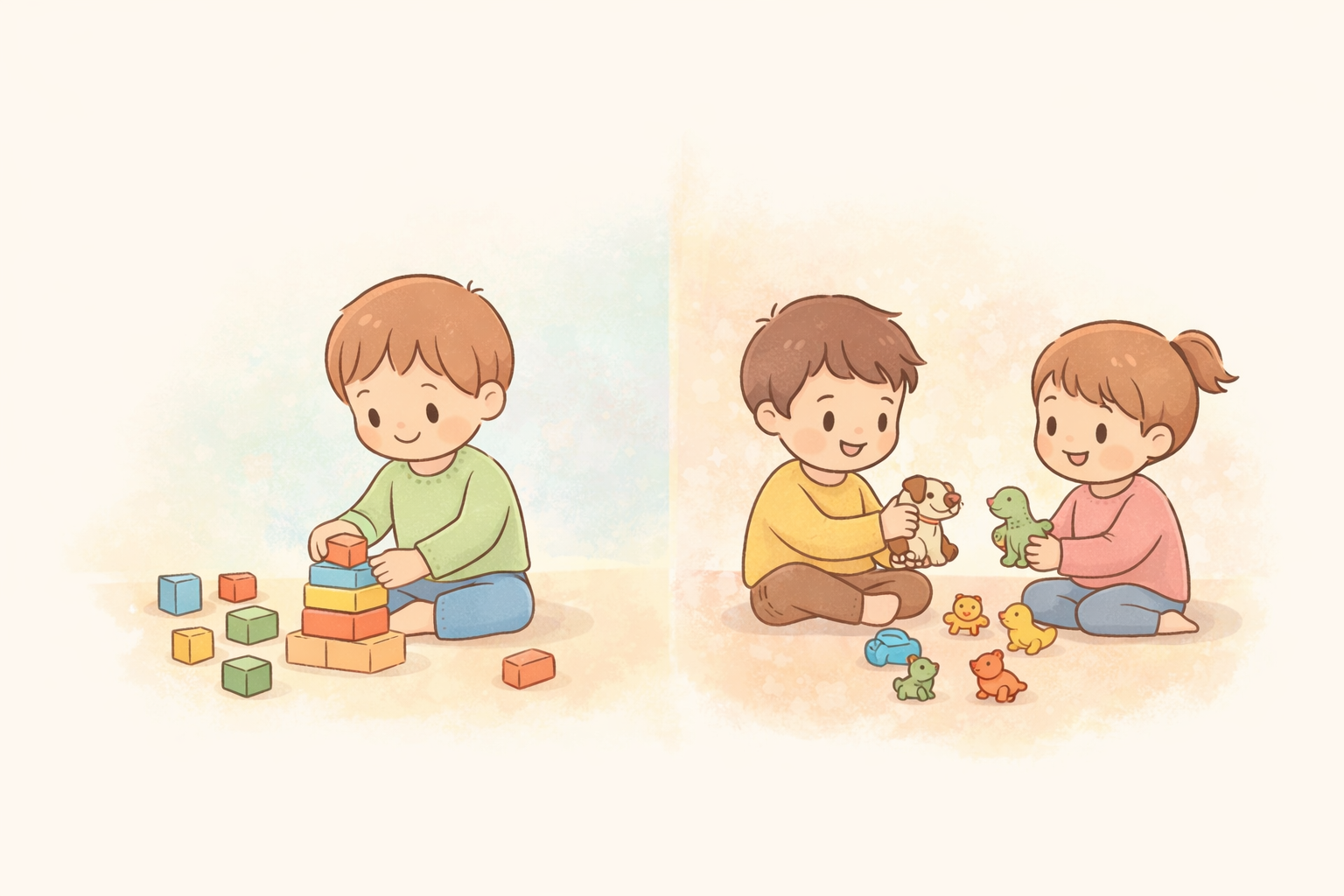 혼자 노는 아이와 함께 노는 아이의 차이