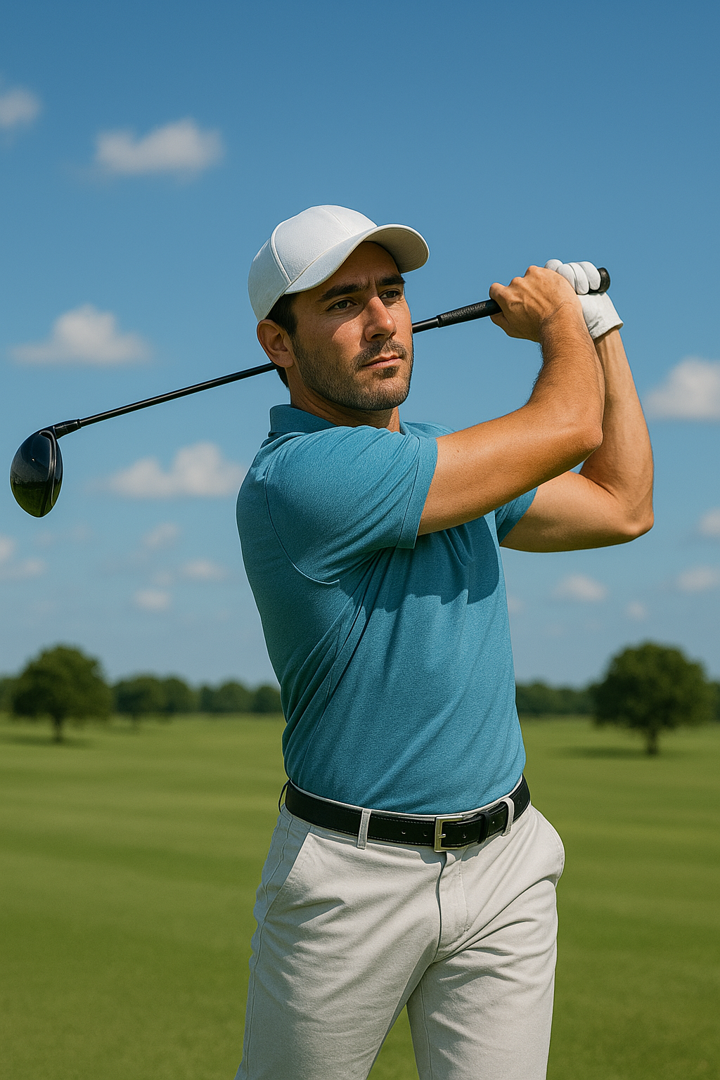 아르헨티나 남자 프로 골퍼가 멋진 우드샷 하는 모습