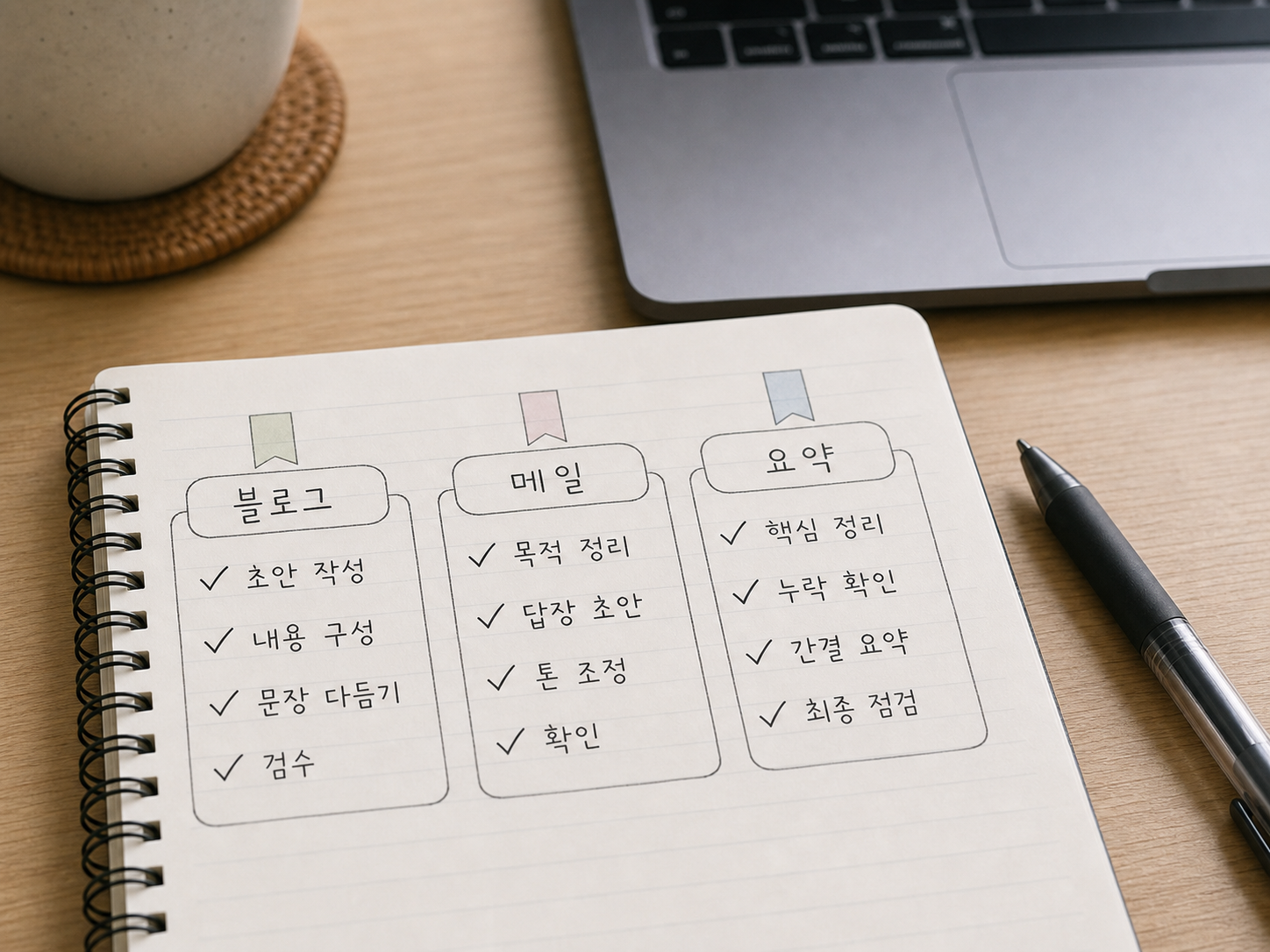 AI 글쓰기 작업을 블로그 메일 요약으로 나눠 정리한 노트
