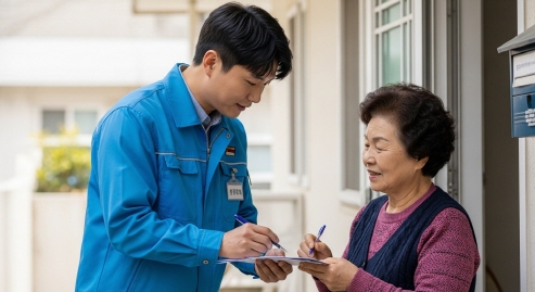 에너지바우처 신청을 돕는 집배원의 모습