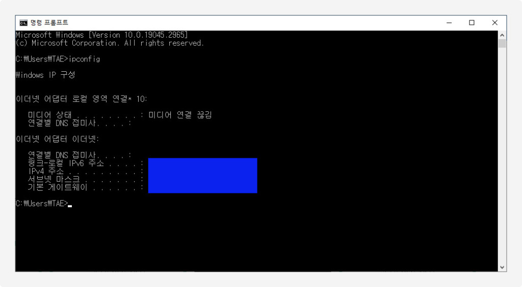 ip주소 확인하기