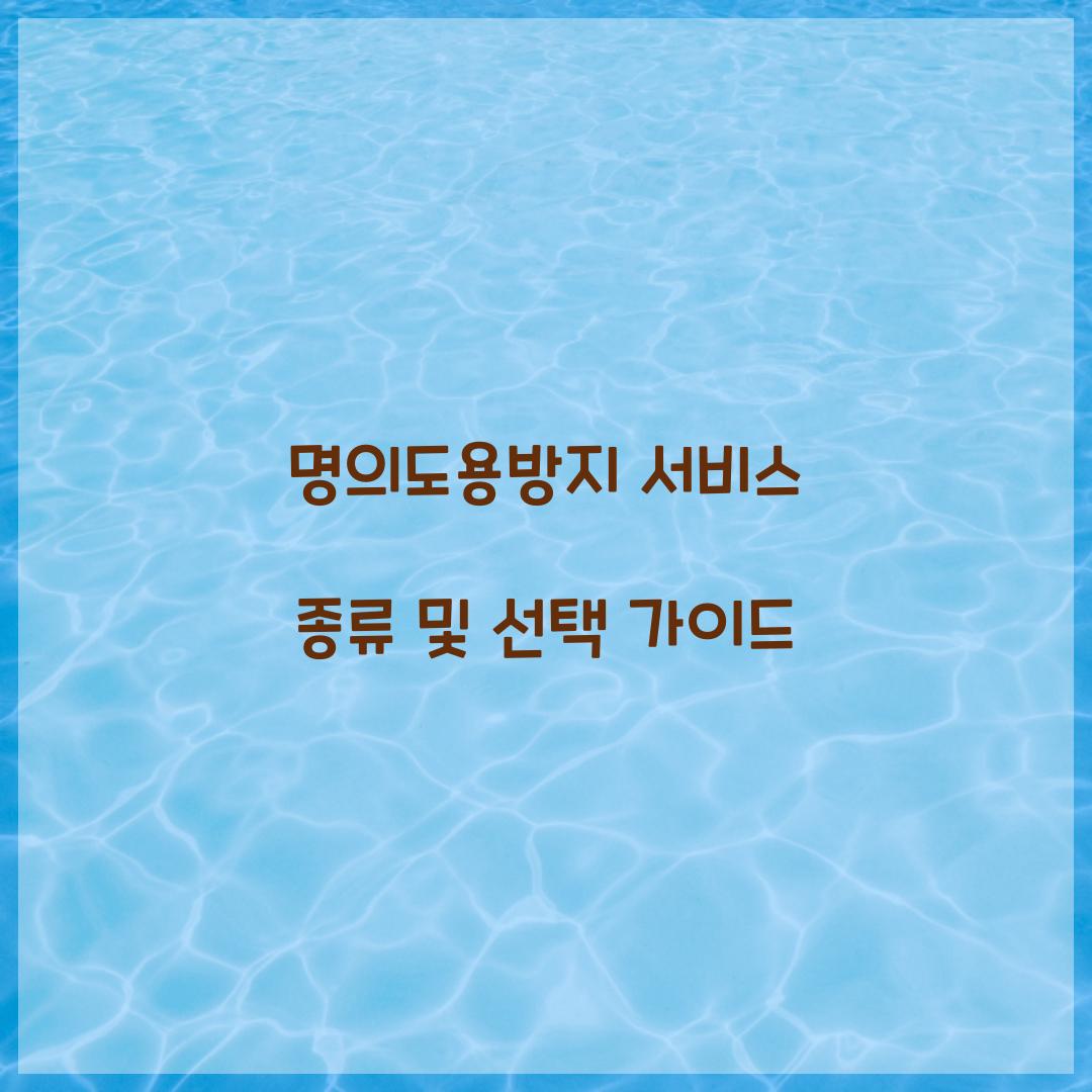 명의도용방지 서비스 종류