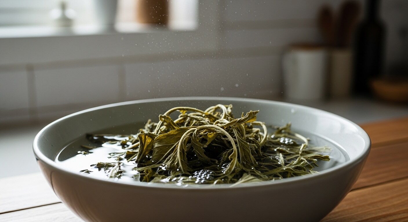 물에 불려 조리를 준비하는 곤드레 나물