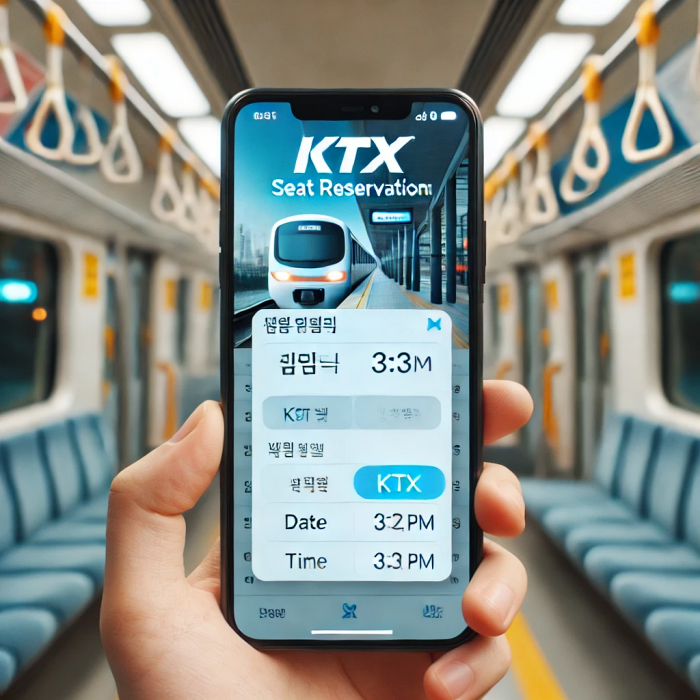 코레일톡 앱에서 KTX 좌석을 예매하는 스마트폰 화면