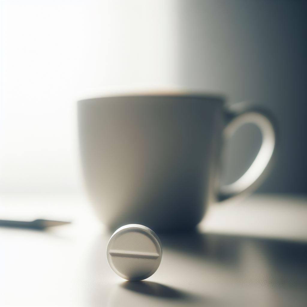 알약과 커피잔