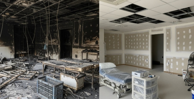 병원 화재청소 전후