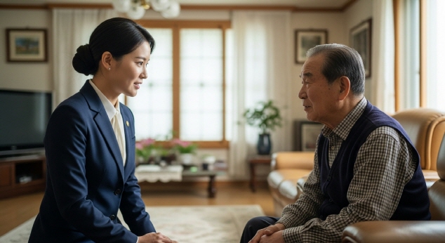 장기요양 조사관의 방문 모습