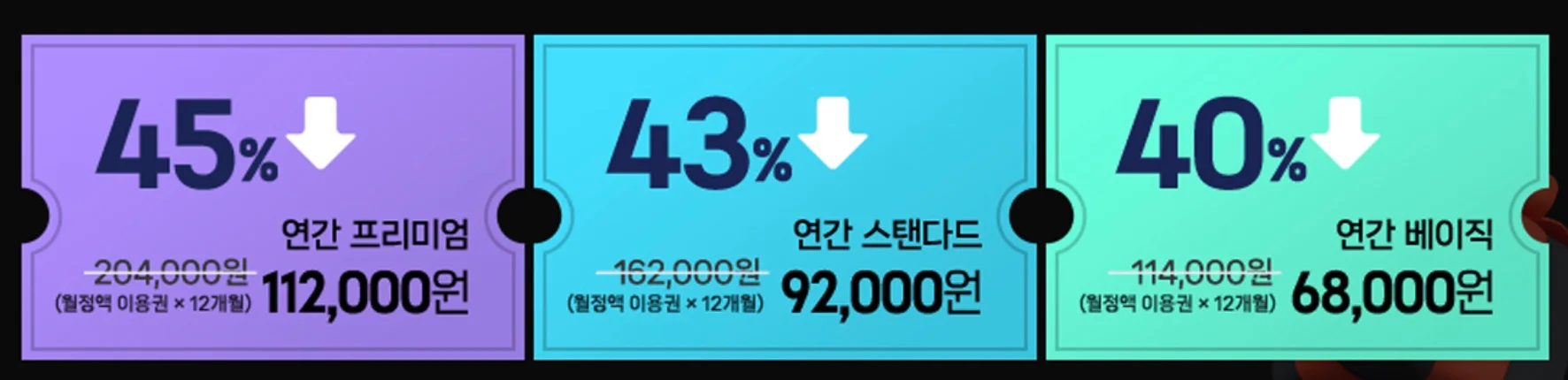 티빙-1년-요금제-할인-베이직-스탠다드-프리미엄-가격-사진