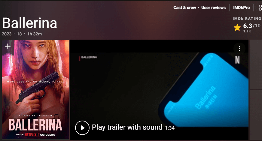 발레리나 줄거리, 평점, 후기, 스포 x, 18세 이상