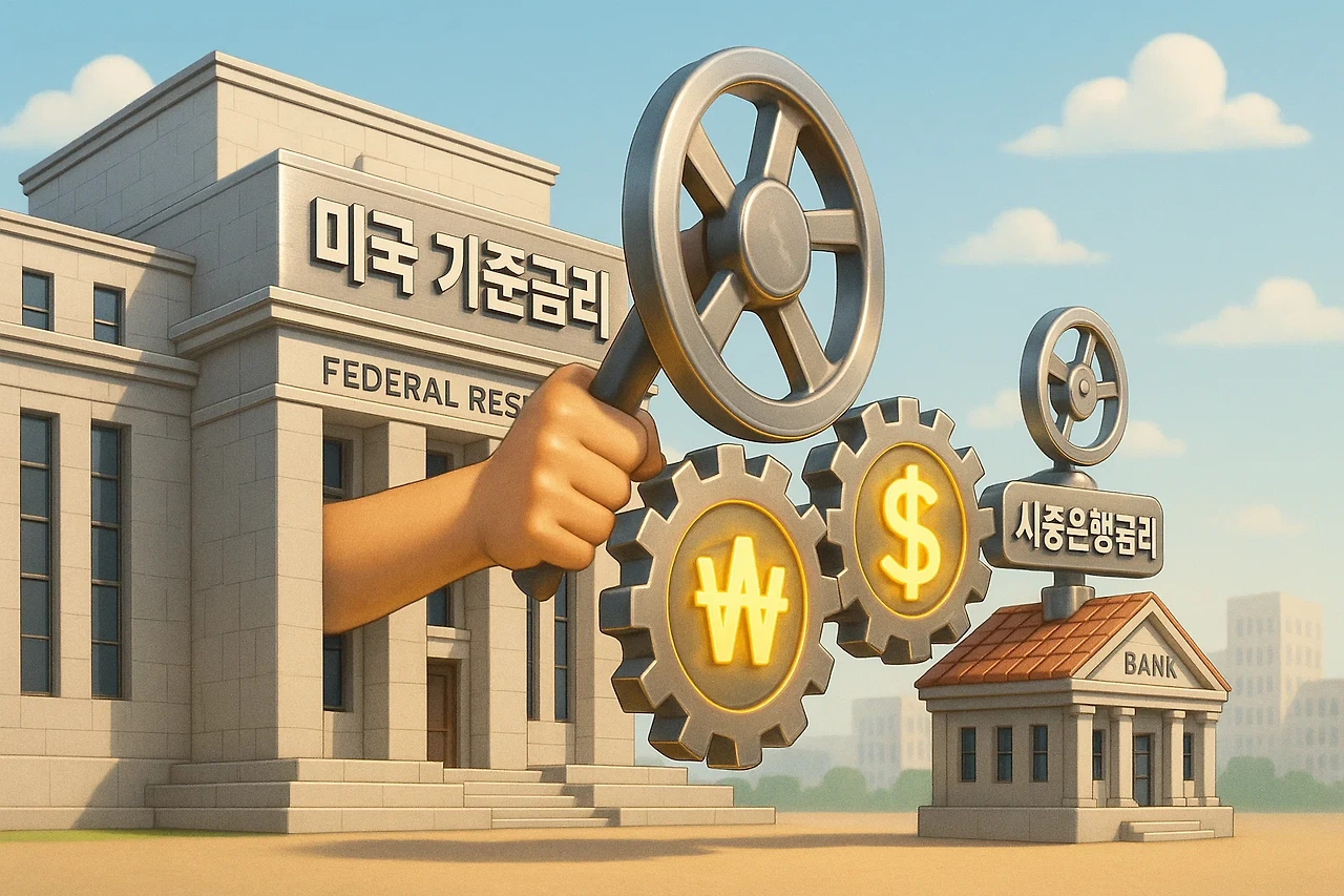 Ai이미지. 미국 기준금리를 조정하자 시중은행 금리도 함께 움직이는 가상 이미지