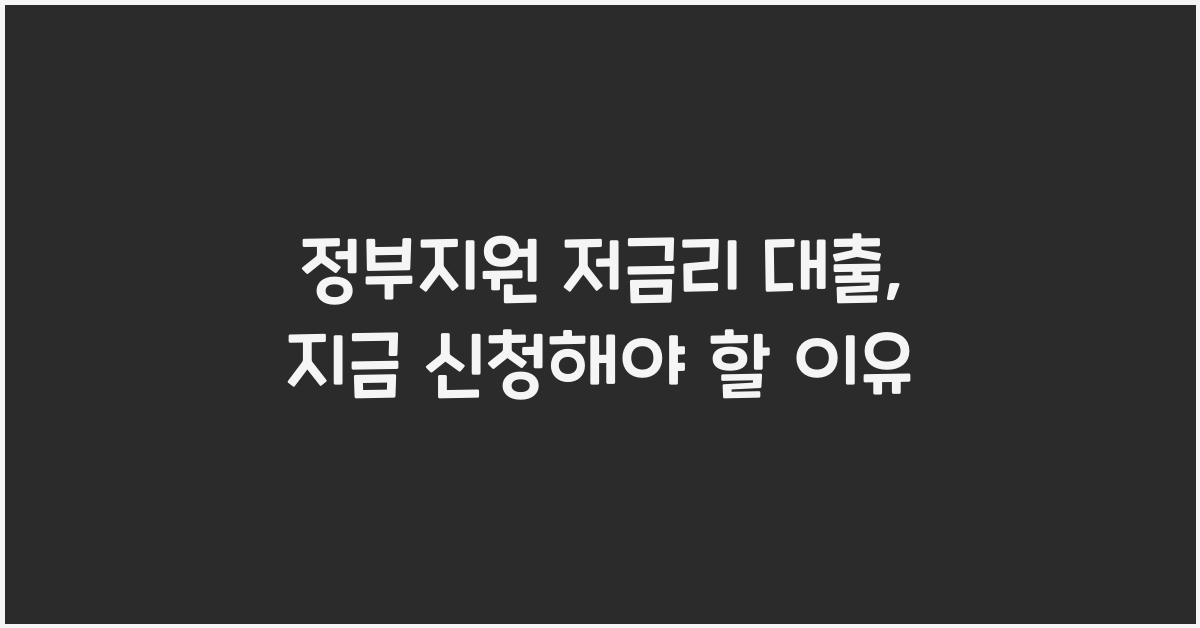 정부지원 저금리 대출