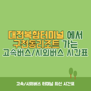 대전복합터미널에서 구천동리조트 가는 시외버스 시간표 최신정보