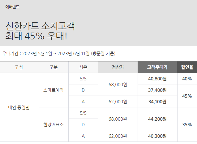 에버랜드 자유이용권 할인