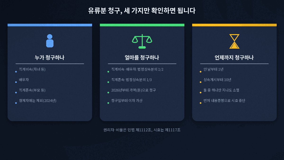 유류분 청구 방법 권리자 비율 산정 청구 절차 소멸시효 흐름
