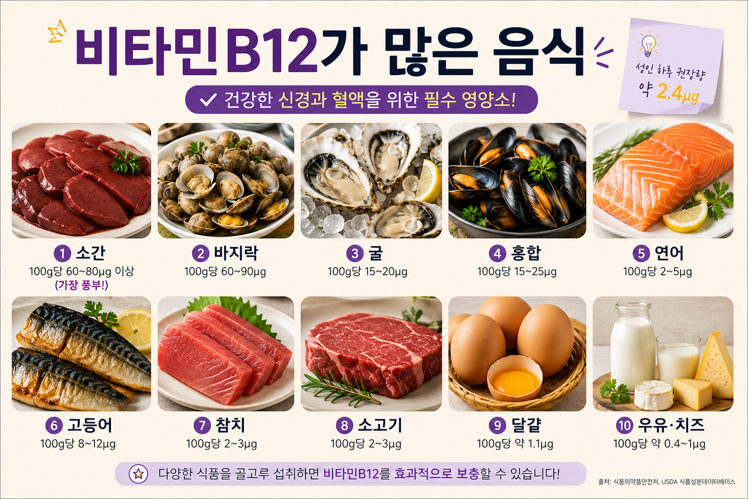 비타민B12가 많은 음식